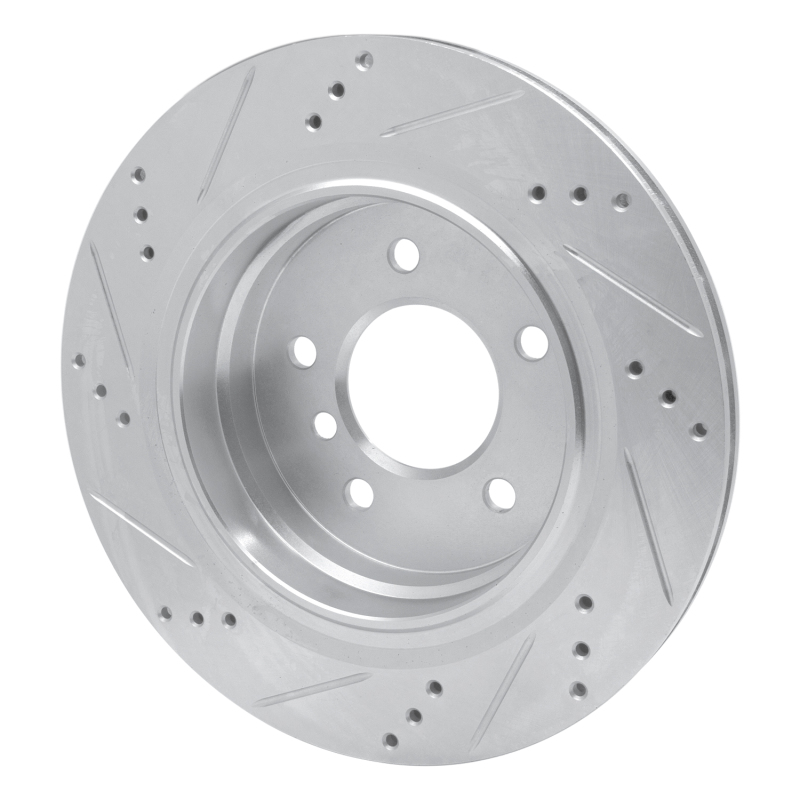 BMW M3 Brake Rotor (1) - Rear - R1 Concepts - Drilled & Slotted - Silver - `95-`02